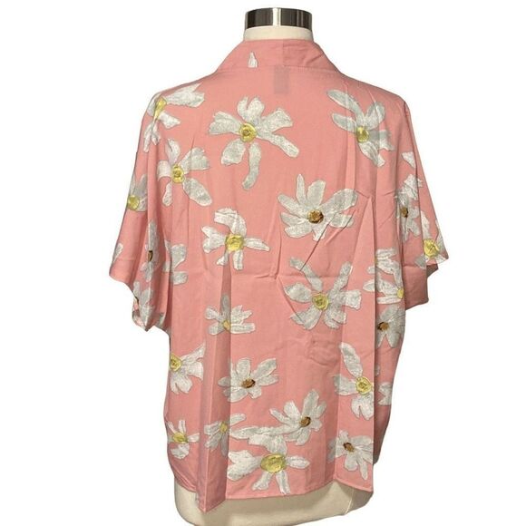 Emery Rose - Pink & White Floral Print Kimono, Tie Front sz XL - Picture 6 of 9